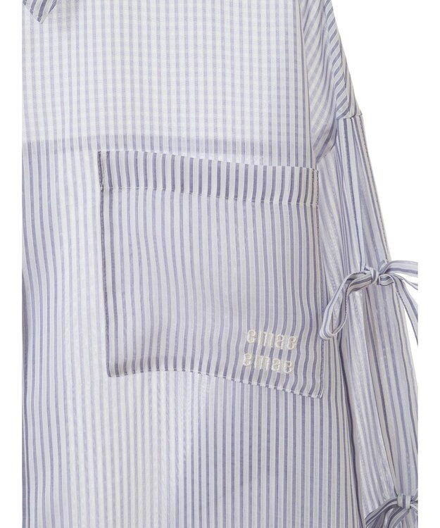 earth music&ecology 袖スリットリボンロングシャツ Navy