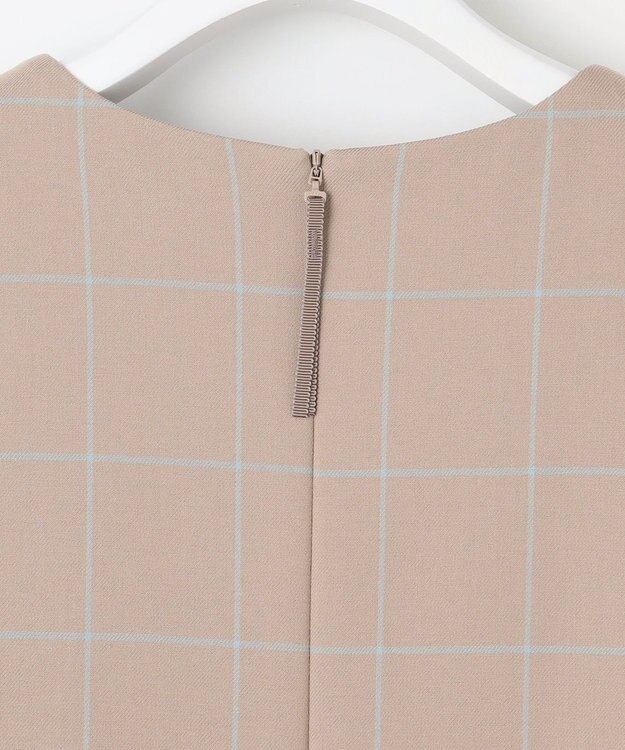 自由区 L 【洗える】ウィンドウペーンチェック ワンピース ベージュ系