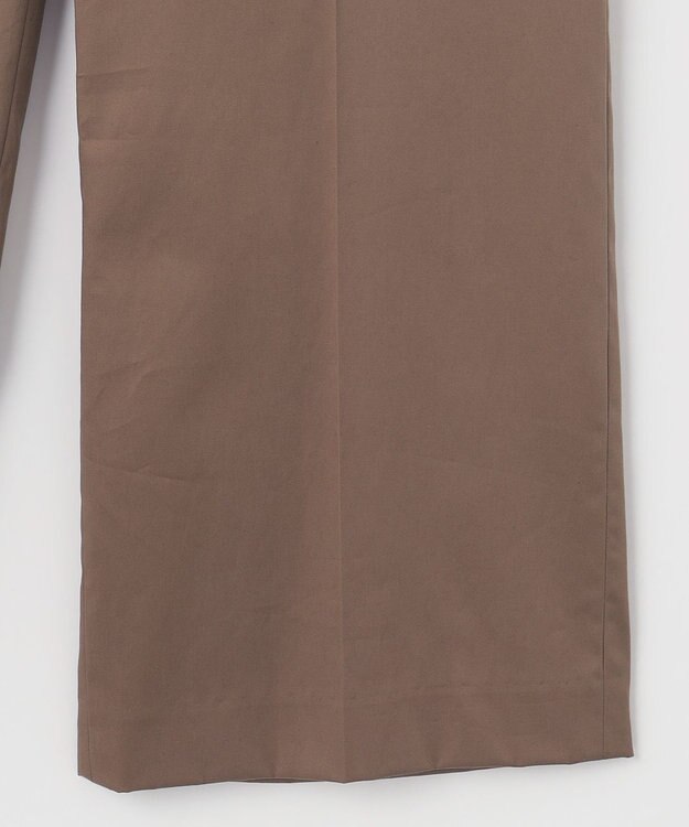 自由区 L 【接触冷感・洗える】コットンサテンストレッチクロップド丈ワイド パンツ モカ