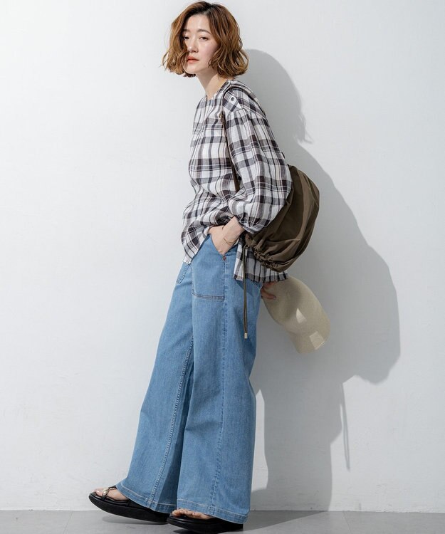 23区 L 【見上愛さん着用】23区 Summer DENIM ベイカーパンツ ブリーチ系