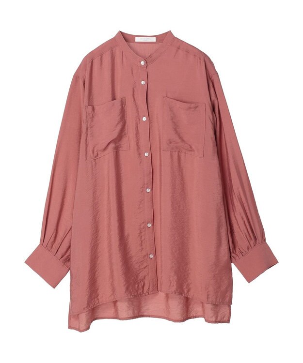 Green Parks バンドカラーポケット付きシアーシャツ Terracotta