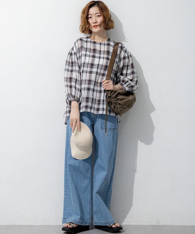 23区 L 【見上愛さん着用】23区 Summer DENIM ベイカーパンツ ブリーチ系