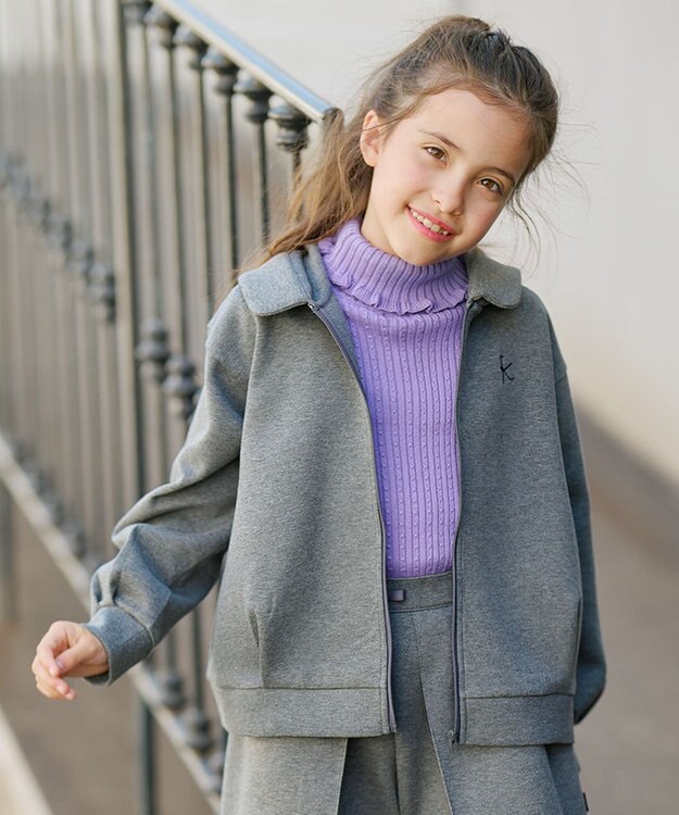 組曲 KIDS 【150-160cm】ダンボールニット パーカー グレー系