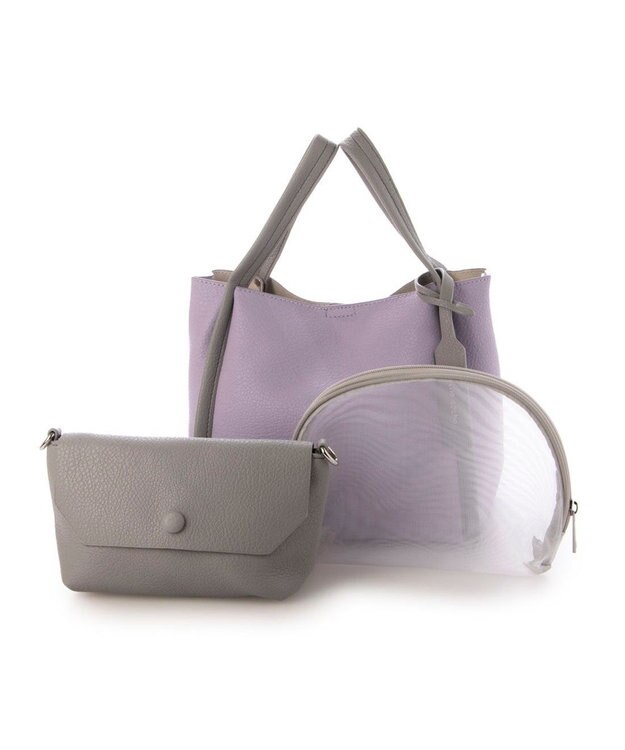 UNBILLION カシュカシュ cachecache / ミニショルダー付きソフトレザー調ミニトートバッグ ラベンダーミックス