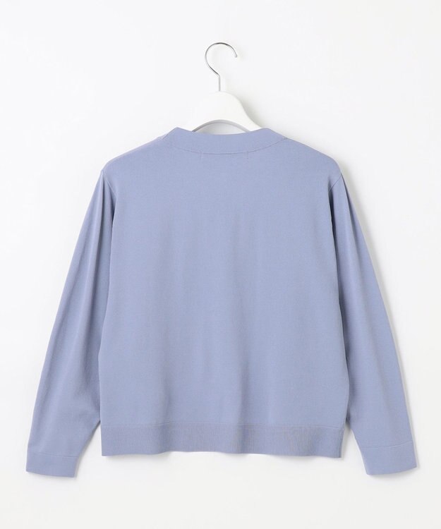 自由区 【洗える・XSサイズあり】クレープストレッチ カーディガン ダルブルー系