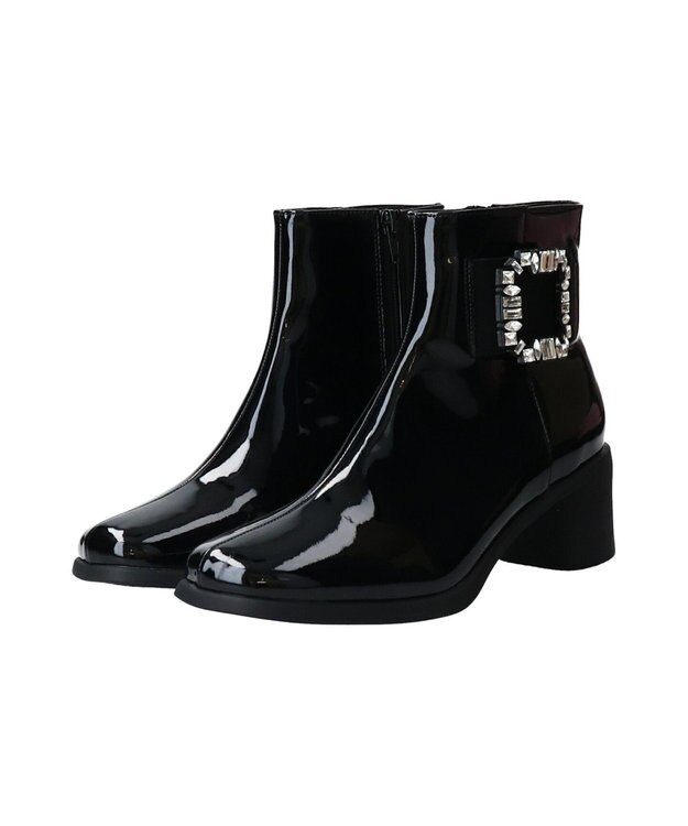 Bridget Birkin 【Bridget Birkin】ビジューバックルレインブーツ ブラックエナメル