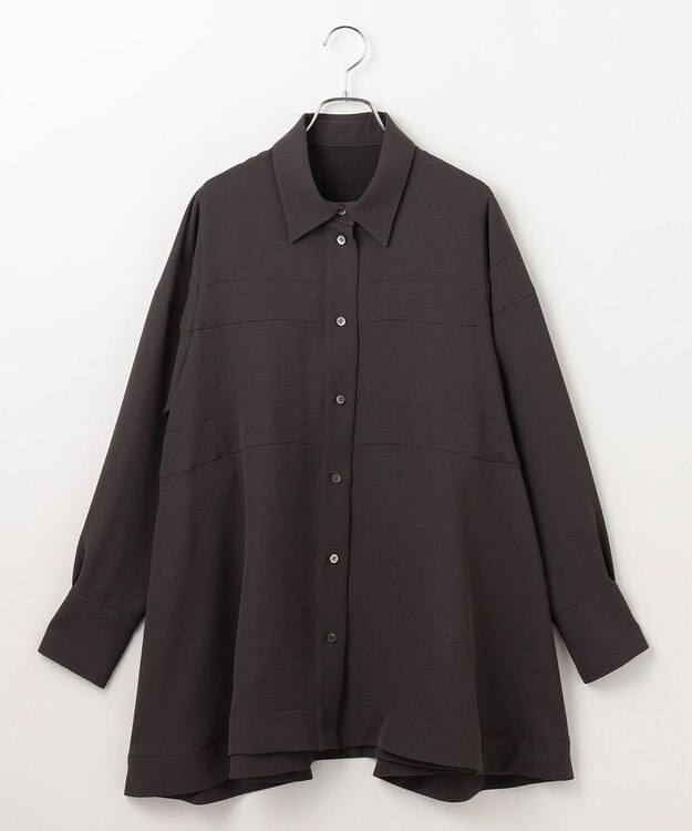 #Newans 【洗濯機可能】Aラインパネルチュニックシャツ チャコール