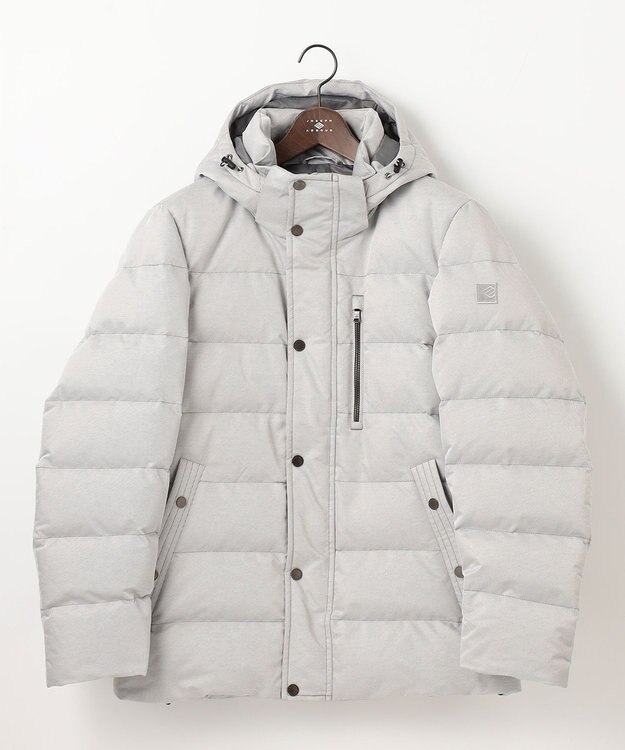 JOSEPH ABBOUD 【撥水/軽量/防風/フード取り外し可/ダウン】インターレースカルゼ  ダウン ブルゾン ライトグレー系