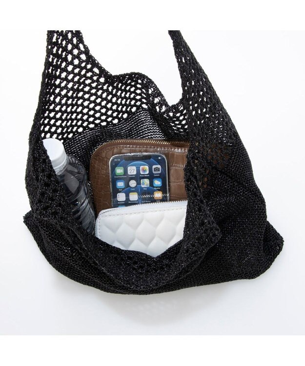 UNBILLION カシュカシュ cachecache / メタリック糸ホーボーバッグ ブラック