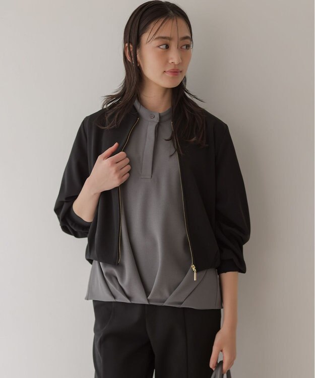 組曲 【WEB限定】ジョーゼットジャージー ブルゾン ブラック系