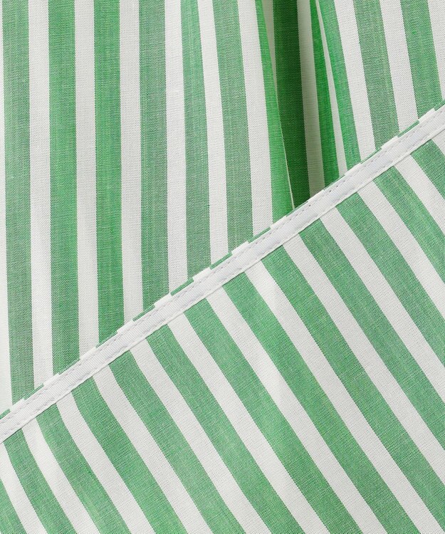 ICB 【洗える】キュプラローンストライプ シャツ グリーンストライプ系