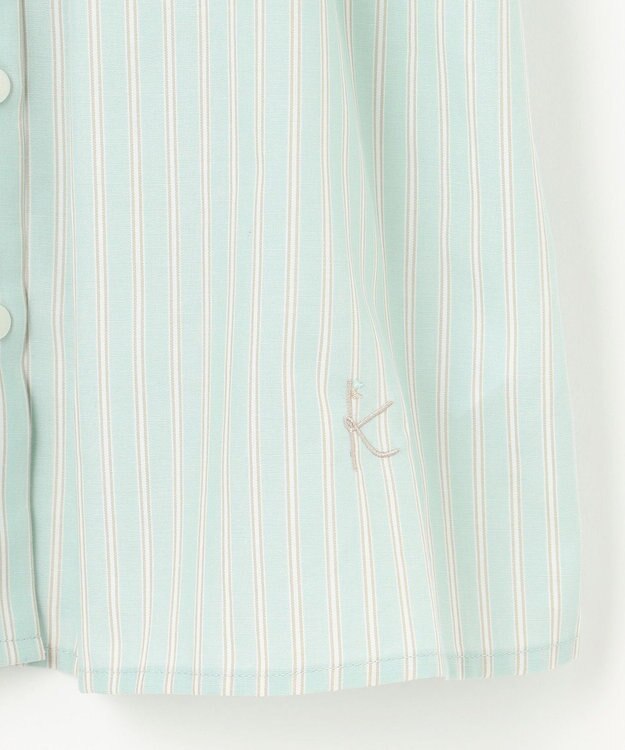 組曲 KIDS 【150-160㎝】サマーストライプ ブラウス セージ系1