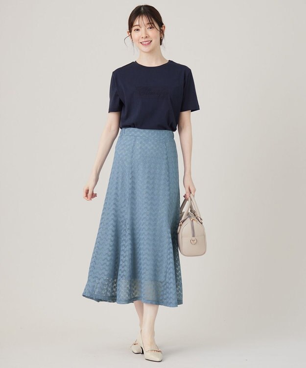 ANY SIS エンボスロゴ Tシャツ ネイビー