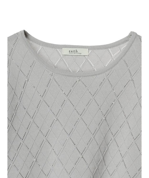 earth music&ecology アーガイルスカシパールニットプルオーバー Light Gray