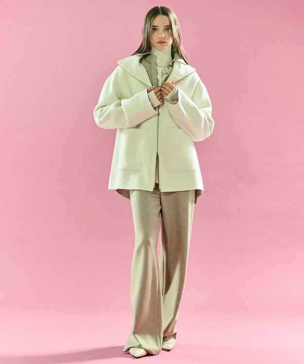 BEIGE， ZION / ウールスタンドカラーショートコート Ecru