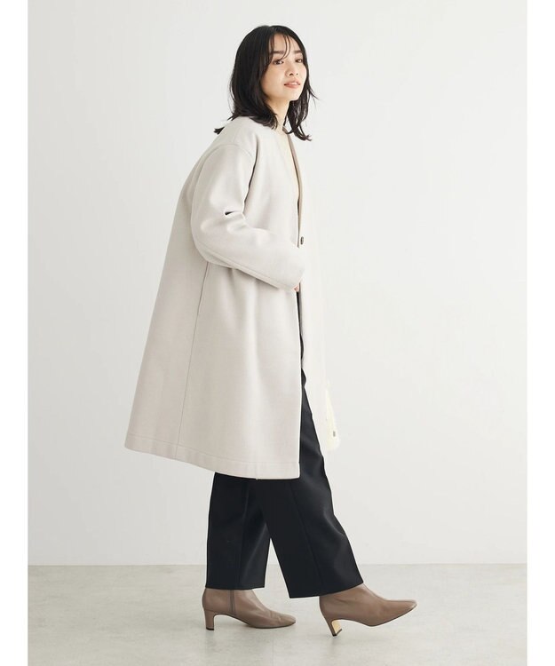 Green Parks 洗えるＶネックミディ丈コート Light Beige