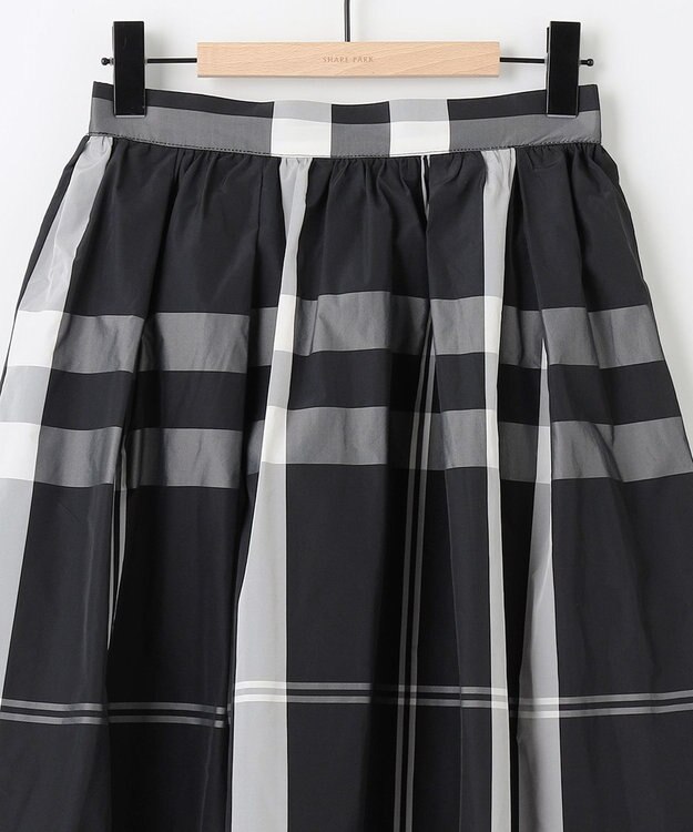 SHARE PARK LADIES メモリーチェックフレアスカート ブラック系3