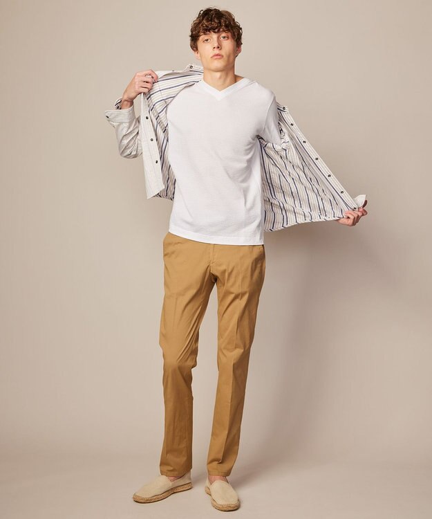 JOSEPH ABBOUD 【ウエストも伸びる/Eco撥水】オーガニックマイクロピケストレッチ パンツ キャメル系