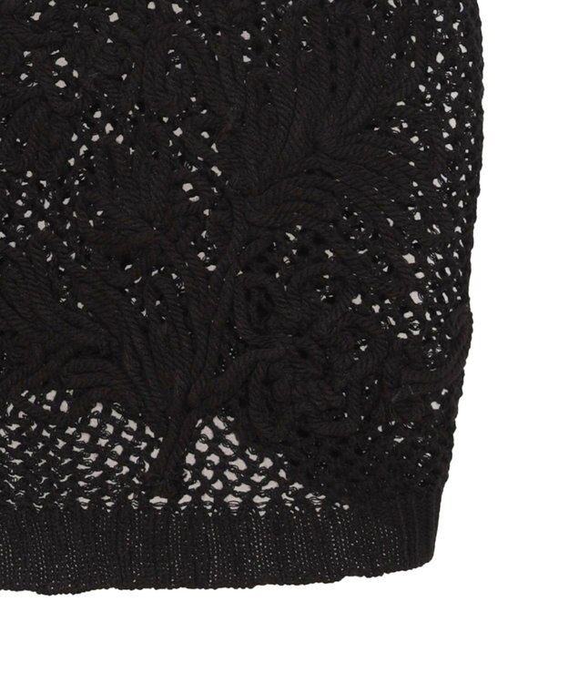 earth music&ecology フラワー刺繍メッシュベスト Black