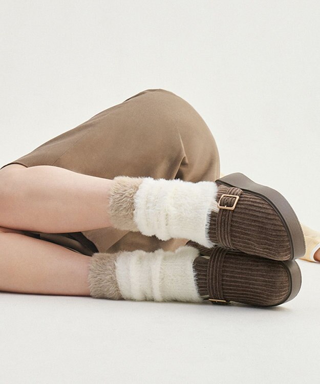 steppi 【洗える】ファー レッグウォーマー ホワイト