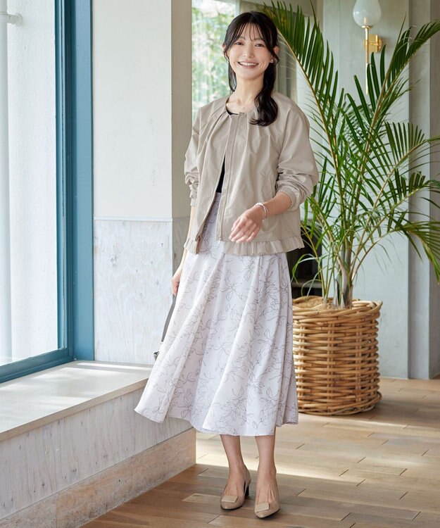 Tiaclasse 【洗える】フラワープリントスカート ベージュ