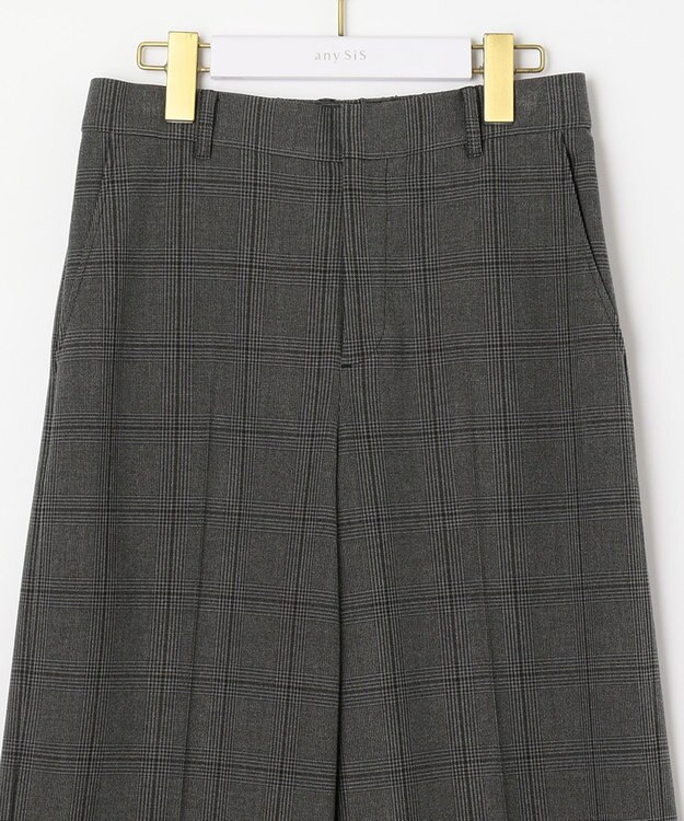 ANY SIS 【蓄熱効果】サーモトロン 2WAYストレッチ ワイドパンツ チャコールチェック