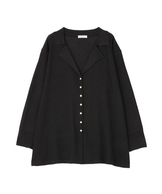 earth music&ecology テーラーカラーニットカーディガン Black