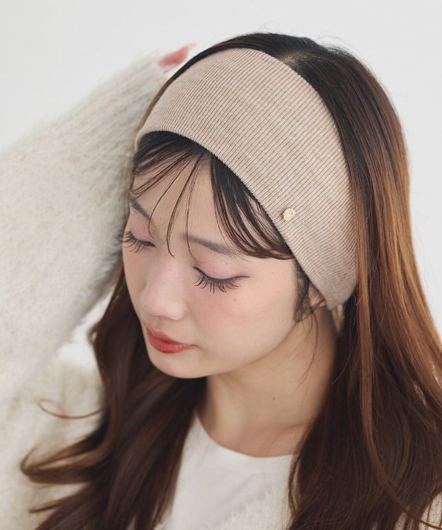 earth music&ecology リブニットターバン Beige