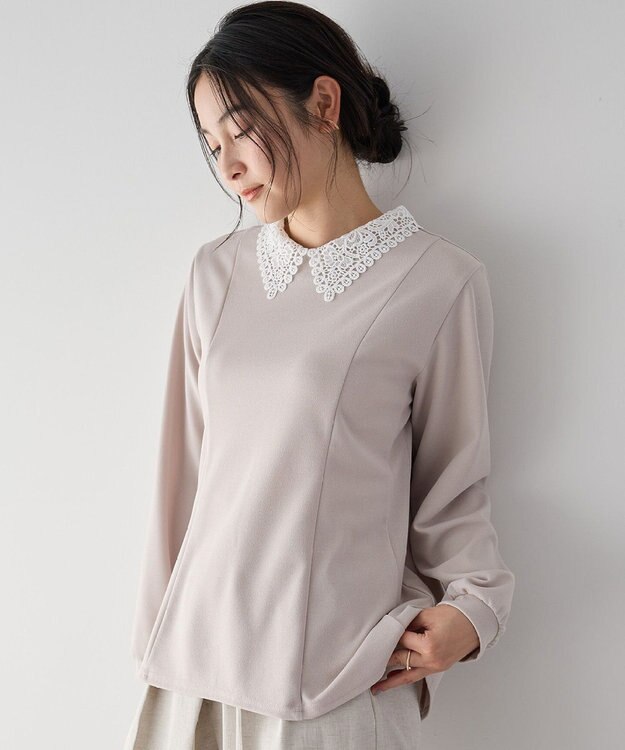YECCA VECCA 2wayレース襟ブラウス Gray Beige