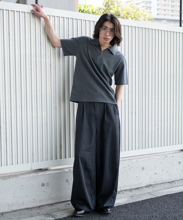 WEGO 【ユニセックス着用ITEM】ブリーチカノコハーフZIPポロ（SS） ブラック