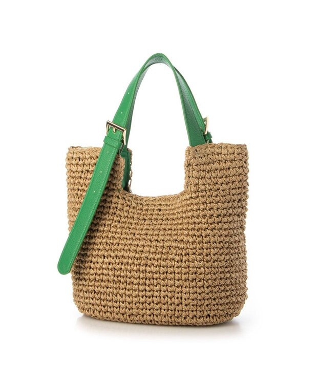 UNBILLION cachecache ベルトハンドルベーシック手編みトートバッグ グリーン