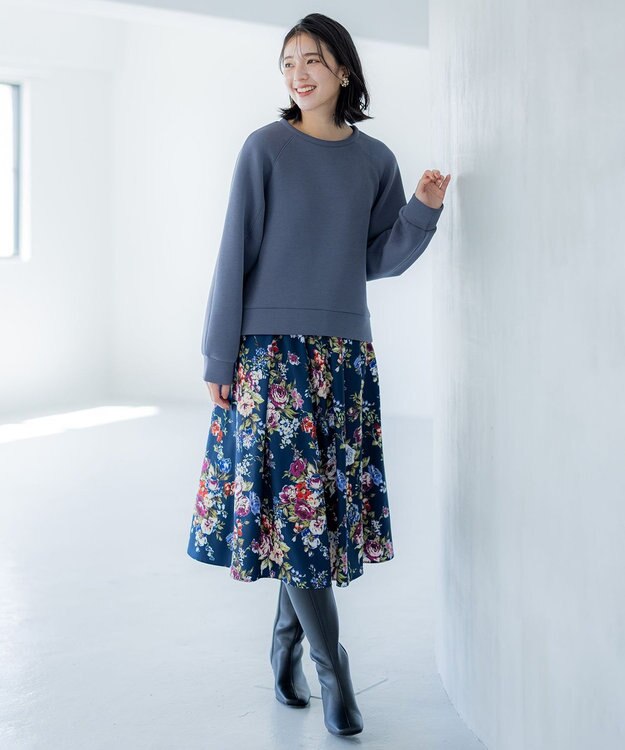 組曲 L ダンボールジャージー ショート丈プルオーバー グレー系