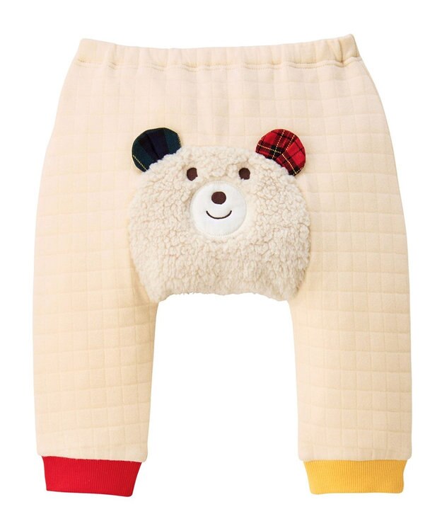 MIKI HOUSE HOT BISCUITS 【70-80cm】 顔ドン あったか ベビーパンツ アイボリー