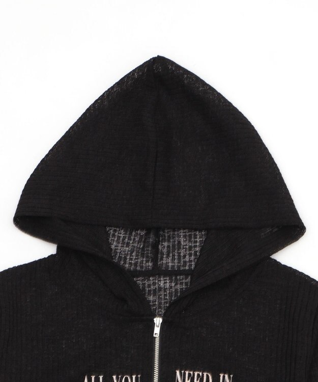 WEGO グラフィックシアーリブパーカー ブラック