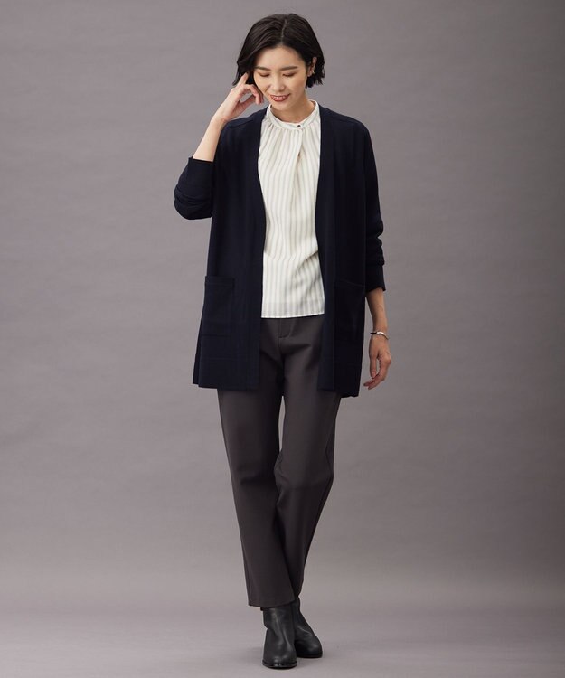J.PRESS LADIES 【着丈が選べる・洗える】KNIT BASIC ロングカーディガン ネイビー系