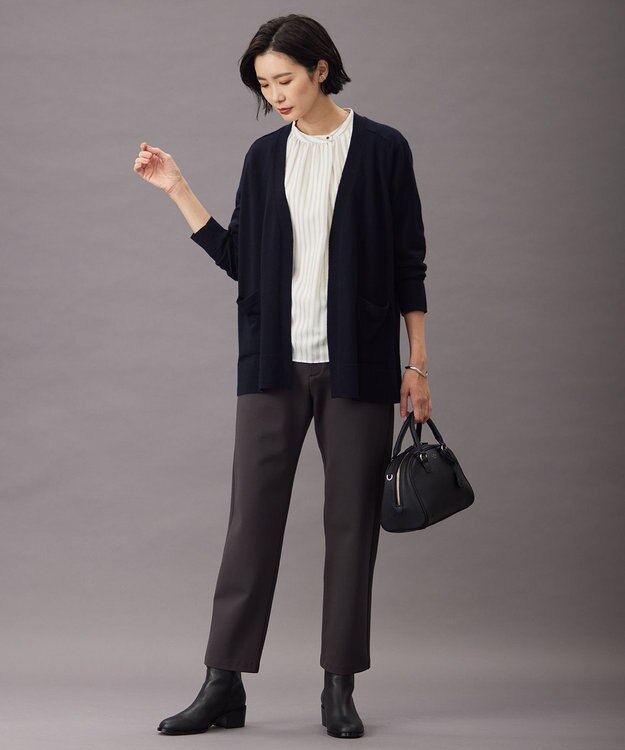 J.PRESS LADIES 【着丈が選べる・洗える】KNIT BASIC ロングカーディガン ネイビー系