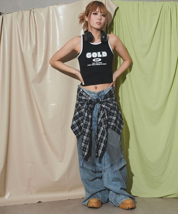 WEGO フェイクシャツスリーブデニム ブルー