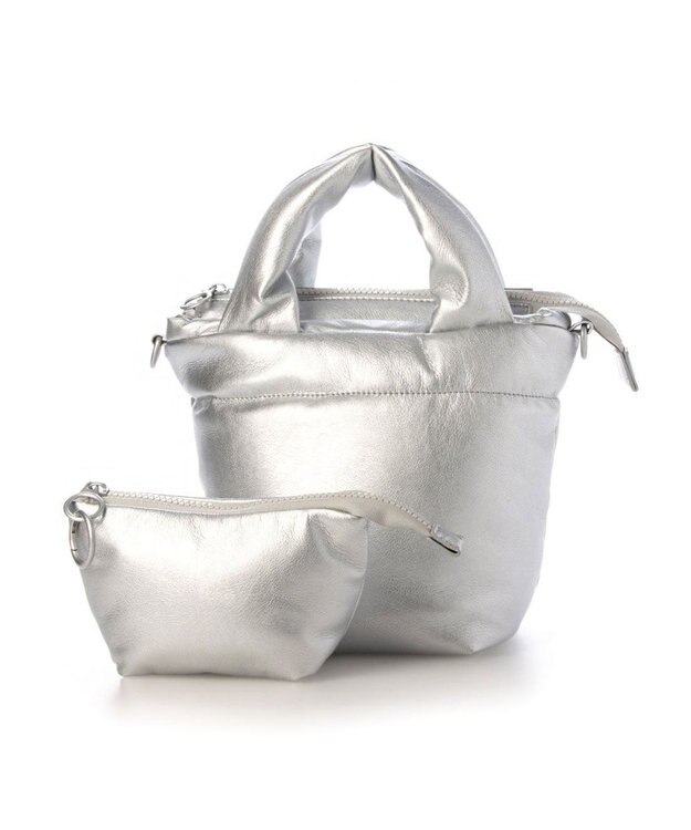 UNBILLION カシュカシュ cachecache / ポーチ付きパファーミニトートバッグ シルバー