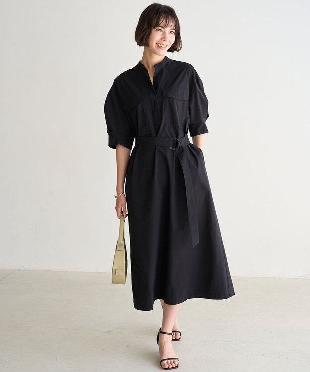 UNFILO L FINE MOVE サッシュワンピース ブラック