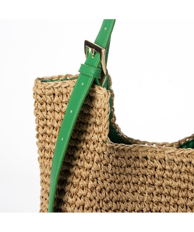 UNBILLION cachecache ベルトハンドルベーシック手編みトートバッグ グリーン