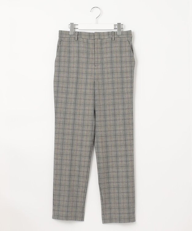 自由区 【裏起毛/撥水加工】TRギャバ グレンチェック テーパードパンツ ブラウン系4