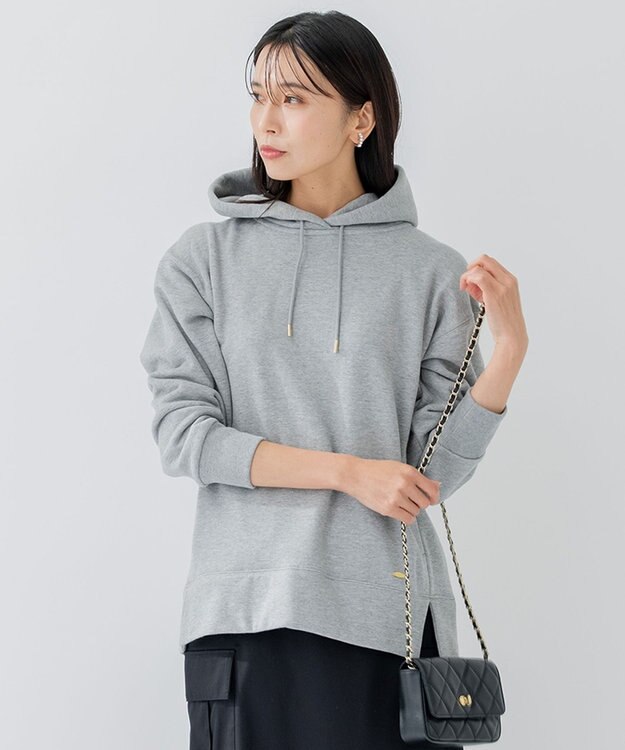 23区 【洗える】オーガニックコットンテリー プルオーバー フーディー ライトグレー系