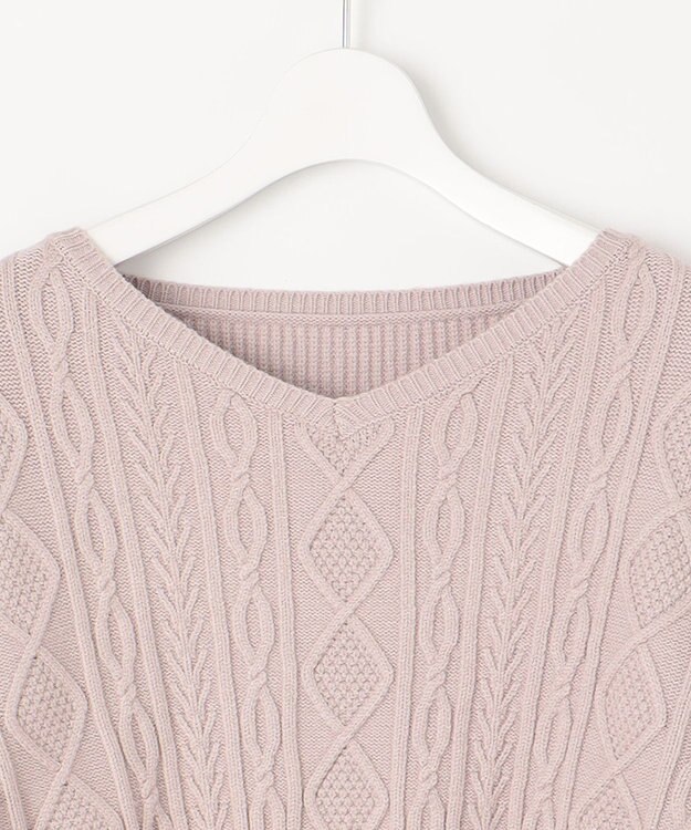 Feroux 【セットアイテム】ケーブルニット×オーガンジースカート ラベンダー系