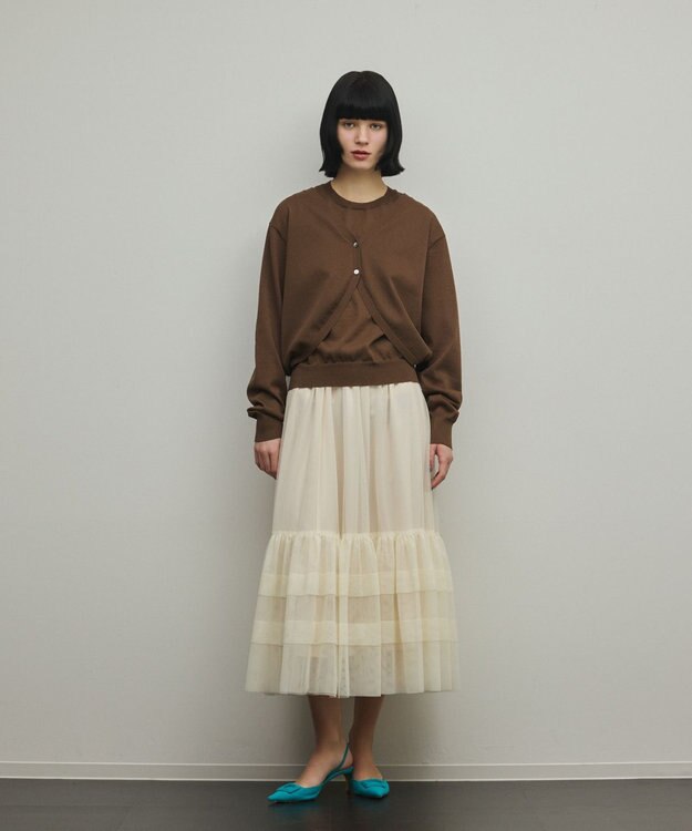 GRACE CONTINENTAL レイヤードニットトップ ブラウン