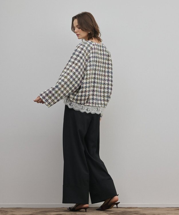 GRACE CONTINENTAL レースヘムツイードジャケット ブラック