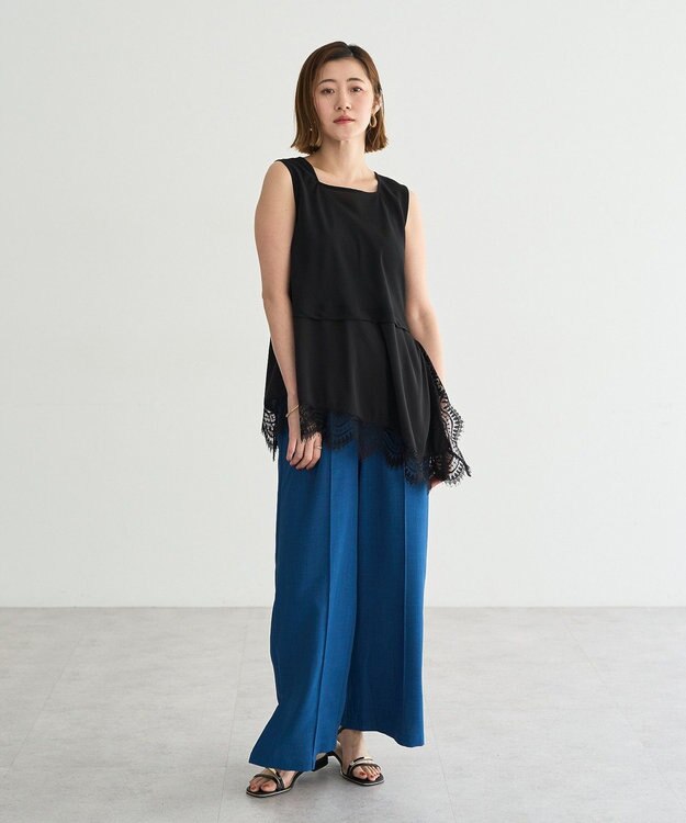 YECCA VECCA 2wayアシメデザインノースリーブブラウス Black