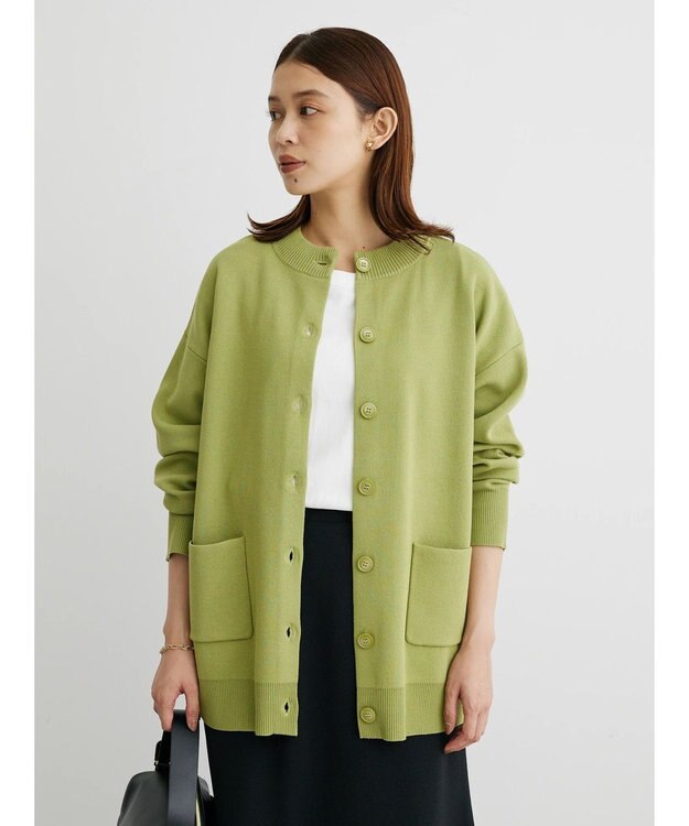 Green Parks ミドル丈モックネックカーディガン Green