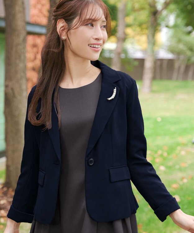 Tiaclasse L 【ダブルクロス】テーラードジャケット ネイビー