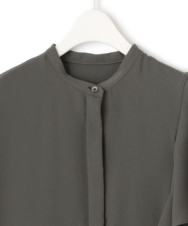 ICB 【接触冷感・UVケア・防シワ・洗える】エステルダブルクロス ラッフルスリーブワンピース グレー系