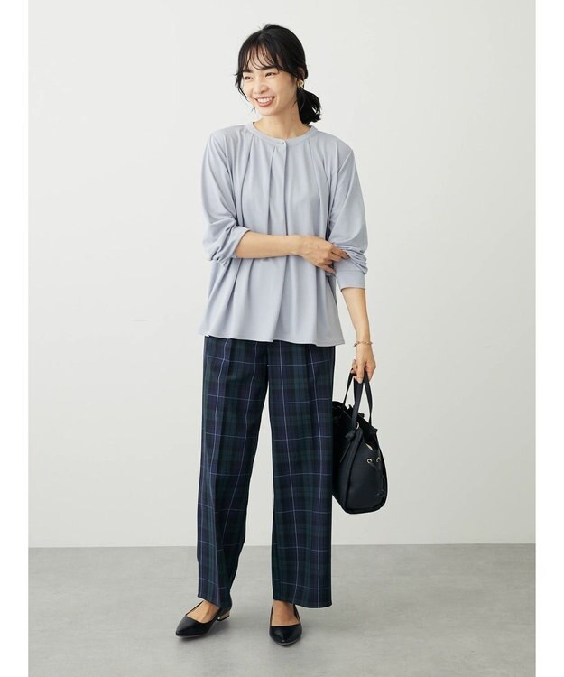 Green Parks ＢＰ　釦付き長袖ブラウソー Sax